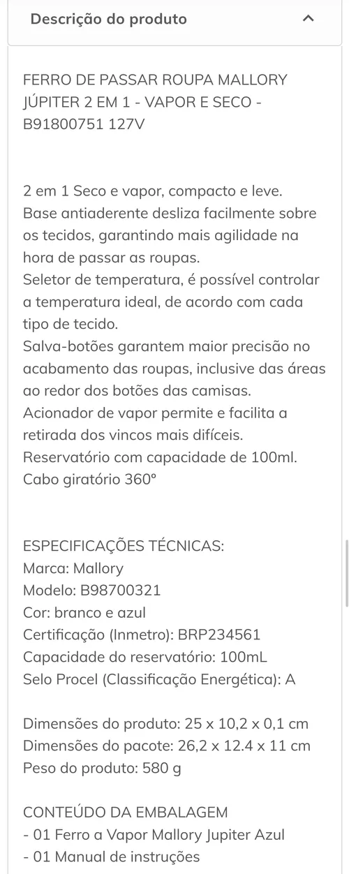 Imagem na descrição da promoção