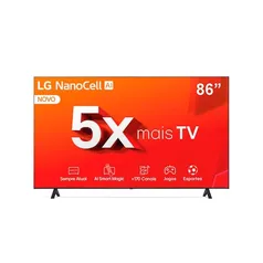 Smart TV 4K 86'' LG NanoCell 86NANO80T com Processador a8 AI, Painel 120Hz, FreeSync, Alexa/Chromecast integrado, webOS 24 e Controle Smart Magic