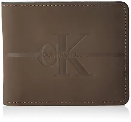 Carteira Calvin Klein couro logo masculino, Café