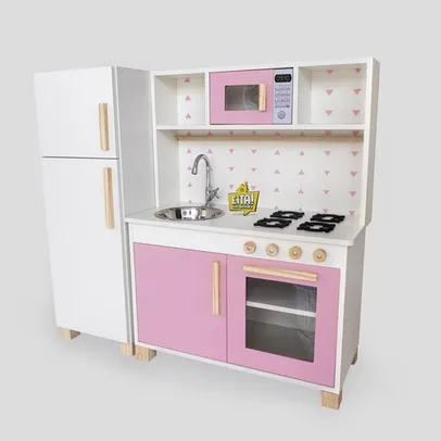 Cozinha Infantil Cinza Mdf Completa C/ Geladeira | R$842