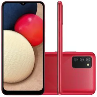 Smartphone Samsung Galaxy A02s Vermelho 32GB, Tela Infinita de 6.5", Câmera Tripla, bateria 5000mAh, 3GB RAM e Processador Octa-Core
