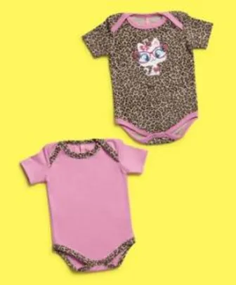 Kit de 2 Bodies Bebê Oncinha Rosa - Puket R$40