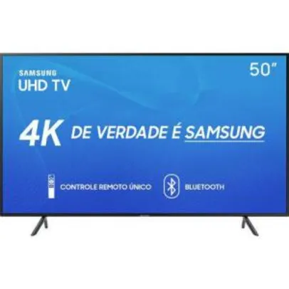 (1535 com AME) (CC Shoptime) Smart TV LED 50" Samsung 50RU7100 Ultra HD 4K Conversor Digital 3 HDMI 2 USB Wi-Fi Livre de Cabos Bluetooth