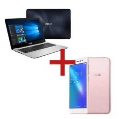 Notebook X556UR-XX478T Azul Escuro CORE i5 NVIDIA GEFORCE 930MX. 8GB 1TB + Zenfone Live RosaR$2.483