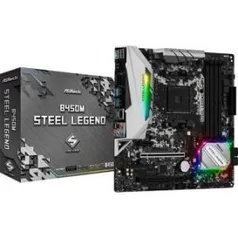 PLACA MÃE ASROCK B450M STEEL LEGEND, CHIPSET B450, AMD AM4, MATX, DDR4 R$561