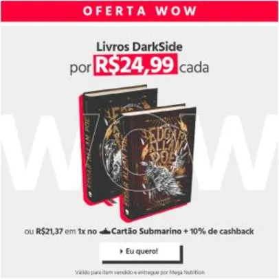 [Cartão Submarino] Livros Darkside por R$22 [R$19 com Ame]