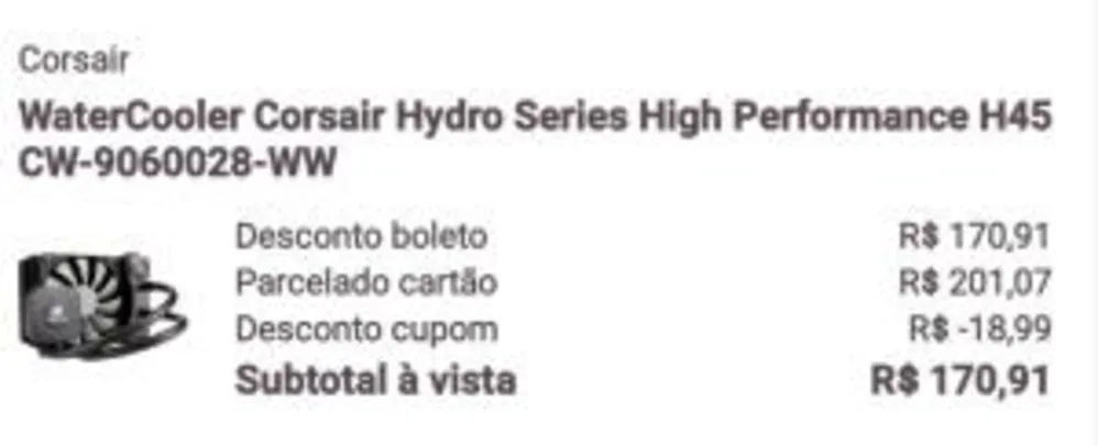 Water Cooler Corsair Hydro H45