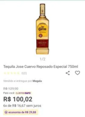 Tequila Jose Cuervo Reposado Especial 750ml R$80
