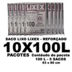 Saco para lixo reforçado 100, 50 litros - 10 PACOTES