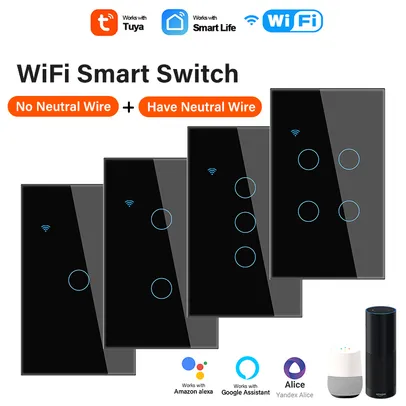 Interruptor de Luz Inteligente Wi Fi, Tuya - Compatível com Alexa e Google Home|