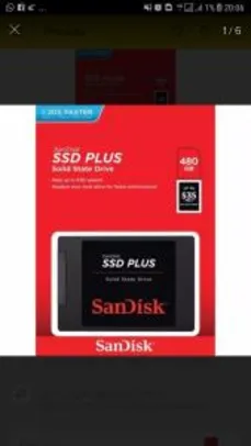 Ssd Sandisk Plus 2.5´ Sata Iii 480GB Sdssda-480G-G26 - R$468