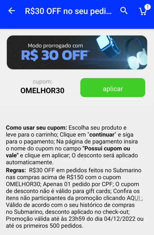 Imagem na descrição da promoção