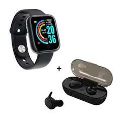 Kit de Fone de Ouvido Bluetooth Y30 e Smartwatch Y68