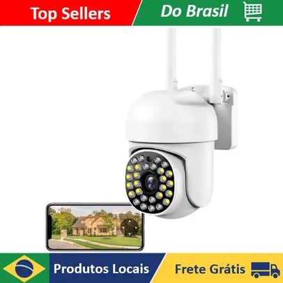 [Do Brasil/Moedas R$67] Câmera de vigilância hd 1080p, wi-fi, 2 p, cores, visão noturna, câmera de segurança sem fio, zoom digital 4x - AliExpress 