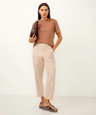 calça clochard de alfaiataria com bolsos bege