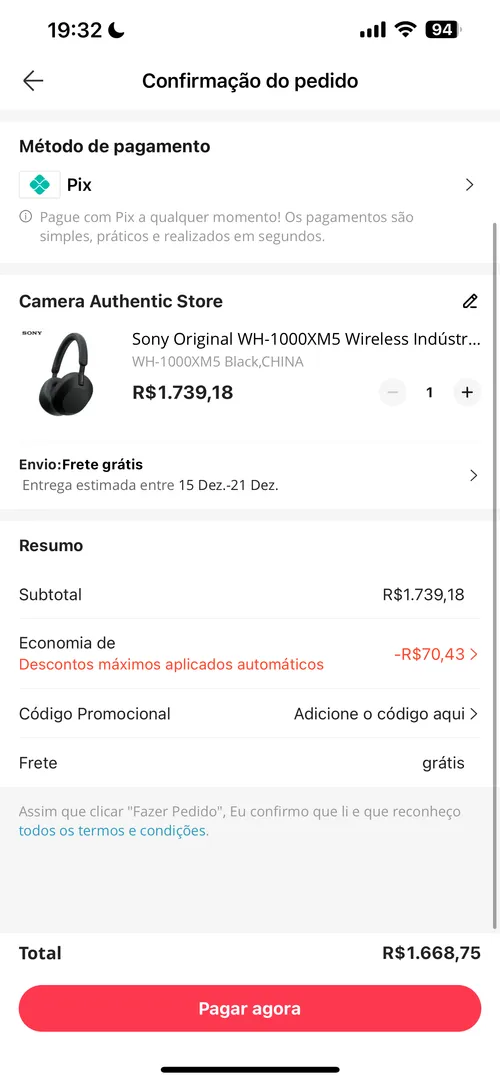 Imagem na descrição da promoção