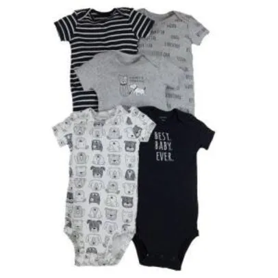 Kit 5 Peças Body Carter's Cachorrinhos Preto E Branco - R$80