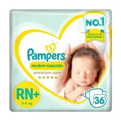 Fralda Pampers Descartável Premium Care Recém Nascido RN+ – 36 unidades R$25