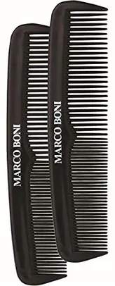 [+Por- R$4 ] Marco Boni Kit Com 2 Pentes Masculino Dentes Finos E Médios 0891 Preto 2 Unidades