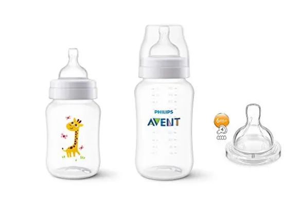 Mamadeira Anti-Colic Girafa Combo, Philips Avent, Transparente