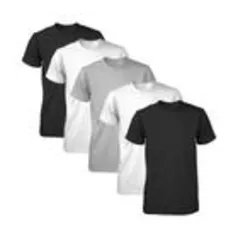 KIT 5 CAMISETAS BÁSICAS ESPORTIVAS FITNESS MASCULINA (Preta, Branca e Cinza)