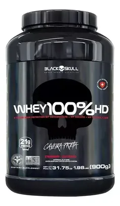 [LEVE 2 900g][SALDO MP] 1.8Kg Whey 100% HD Pote 2x 900g - Black Skull Morango Strawberry