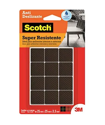 [Super R$5.8] Protetor Antideslizante 3M Scotch Quadrado Preto Médio - 12 unidades