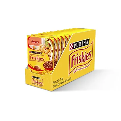 Friskies Ração Úmida Gatos Adultos Carne ao molho - Kit com 15 Sachês