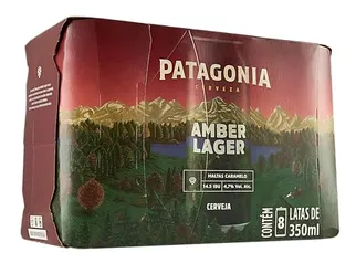  (REC R$31,19 ) Pack Cerveja Patagonia Amber Lager Nacional 350ml Lata Sleek - 8 Unidades