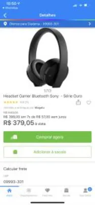 Headset Gamer Bluetooth Sony - Série Ouro | R$379