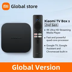 [Taxa Inclusa] Xiaomi Mi TV Box S (2ª geração) 4K Versão global com Google TV (Android) - 2GB/8GB, Google Assistente, Dolby Atmos, HDR10 +, BT5.2