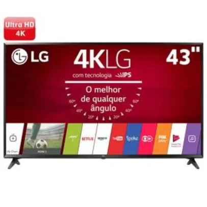 Smart TV LED 43" Ultra HD 4K LG 43UJ6300, WebOS 3.5, Painel IPS, HDR - R$ 1799