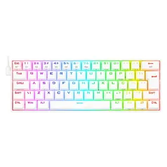 Teclado Mecânico Gamer Redragon Draconic 60% RGB, USB-C e Bluetooth, Switch Brown, ABNT2, Branco - K530W-RGB (PT-BROWN)