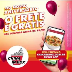 Frete grátis em compras acima de R$18,90 no site ou app do China In Box