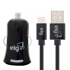 Combo ELG Carregador Veicular com 1 Saída USB + Cabo Micro USB de 1 Metro para Recarga - KT510C1 Preto