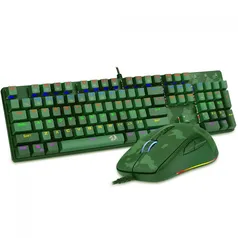 Combo Gamer Redragon Teclado Mecanico Rainbow e Mouse RGB, S108 Light Green | R$ 309