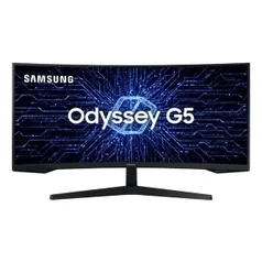 Monitor Gamer Curvo Samsung Odyssey 34", WQHD, 165Hz, 1ms, Tela Ultrawide, HDMI, Display Port, Freesync Premium, Preto, Série G5