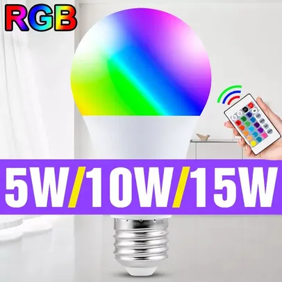 (Novos Usuários) Lâmpada RGB com Controle | R$5,59