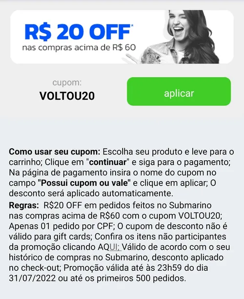 Imagem na descrição da promoção