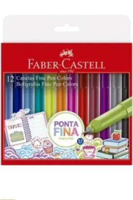 Caneta Ponta Fina, Faber-Castell, Fine Pen Colors, FPB/ES1ZF, Pacote com 12 Cores | R$30