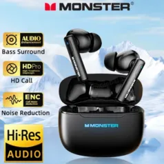 [R$ 64 COM MOEDAS/GPAY/TAXA INCLUSA] Fone Bluetooth Monster XKY26 2024, Bluetooth 5.4, Cancelamento de Ruído, TWS alta fidelidade, Estéreo, Modo Gamer