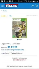 Fifa 17 Xbox 360 por R$ 30