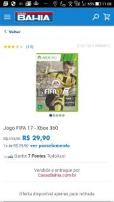 Fifa 17 Xbox 360 por R$ 30