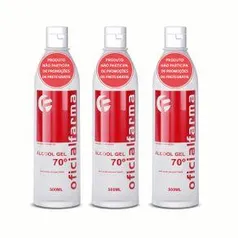 Álcool Gel 70º 500ML - 3 Unidades R$44