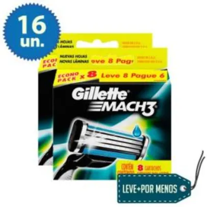 16 Cargas para Aparelho de Barbear Gillette Mach3 - R$49,50