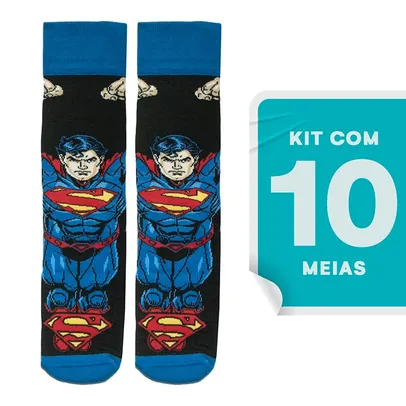 Kit com 10 pares de Meias Super Homem Lupo