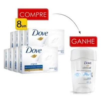 [Lojas Rede] Sabonete Dove Original (8 Unidades) + Desodorante Dove Clinical - R$18