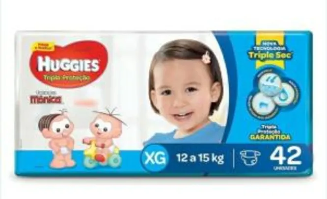 Fralda Huggies com Turma da Mônica Tripla Proteção Mega XG - 42 Unidades por R$ 26