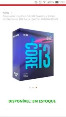 PROCESSADOR INTEL CORE I3-9100F QUAD-CORE 3.6GHZ (4.2GHZ TURBO) por R$ 560