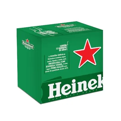 [Leve 3/ Cada R$ 108/app] Cerveja Heineken Garrafa 600ml - 12 unid.